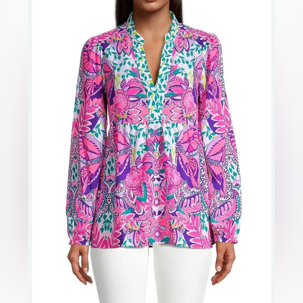 Lilly Pulitzer Winona Stretch Tunic Blouse (Ptp17-19) - Picture 2 of 4